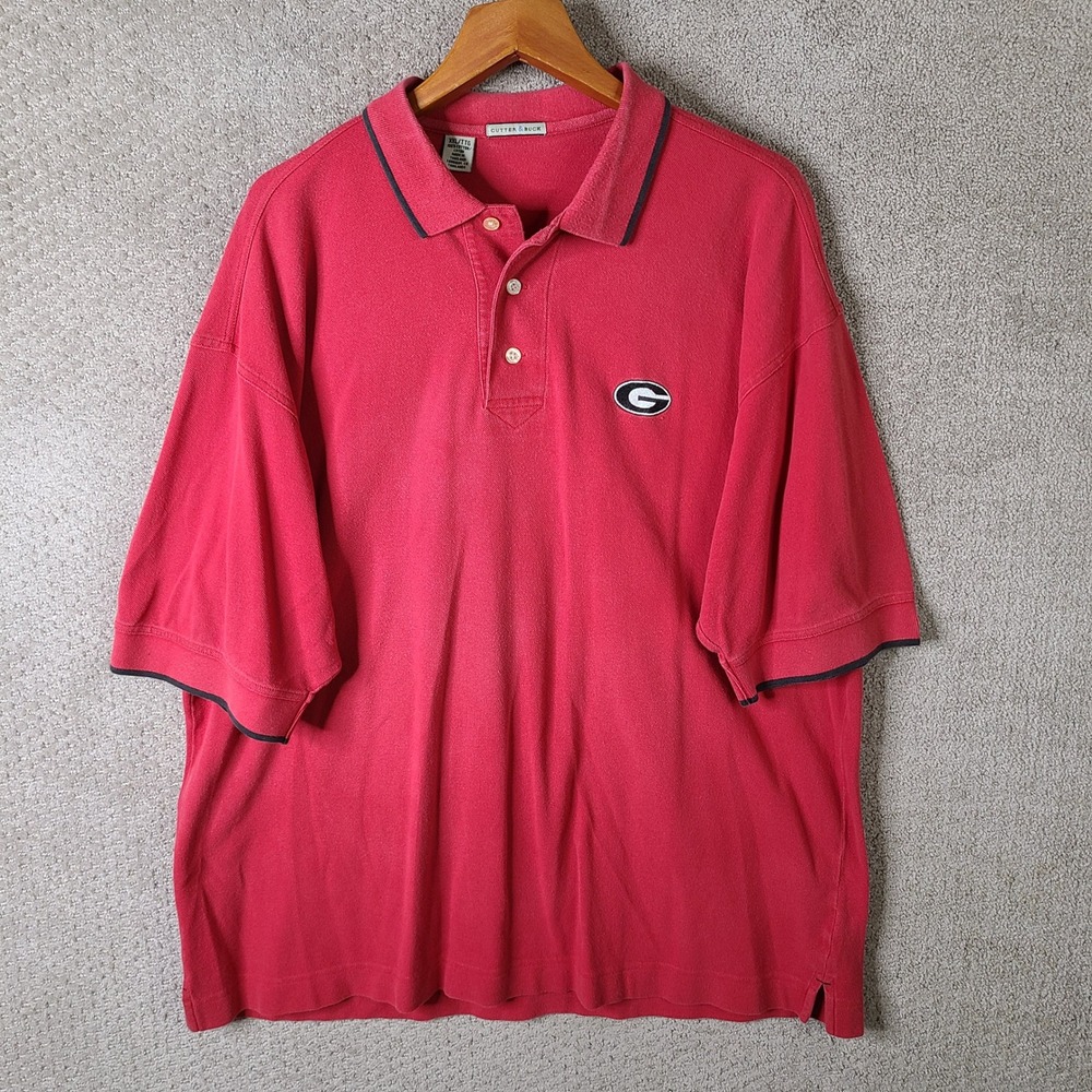 Cutter & Buck Shirt Men XXL Red Polo Georgia Bulldogs Cotton Short Sleeve Casual